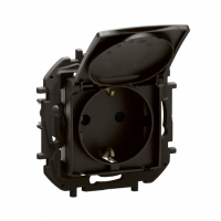 LEGRAND - NOWE NILOE - GN SCH 2P+Z Z PRZESŁONĄ I KLAPKĄ ZAC ŚRUBOWE 16A - 250 V~CZARNE - NP3129BK