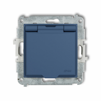 KARLIK - Mechanizm gniazda bryzgoszczelnego z uziemieniem 2P+Z (klapka navy blue, przesłony torów prądowych) podtynkowy IP 44, 16A 250V~ MINI navy blue - 64MGPB-1zp