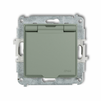 KARLIK - Mechanizm gniazda bryzgoszczelnego z uziemieniem 2P+Z (klapka szałwiowa, przesłony torów prądowych) podtynkowy IP 44, 16A 250V~ MINI szałwiowy - 61MGPB-1zp