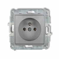 KARLIK - Mechanizm gniazda pojedynczego z uziemieniem 2P+Z (bez przesłon torów prądowych) podtynkowy IP 20, 16A 250V~ ICON srebrny metalik - 7IGP-1z