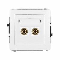 KARLIK - Mechanizm gniazda głośnikowego pojedynczego (typu banan - czerwony i czarny, pozłacany, 4 mm2, do lutowania) podtynkowy IP 20 DECO biały - DGG-3