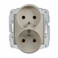 KARLIK - Mechanizm gniazda podwójnego do ramki z uziemieniem 2x(2P+Z) (bez przesłon torów prądowych) podtynkowy IP 20, 16A 250V~ MINI taupe - 60MGPR-2z