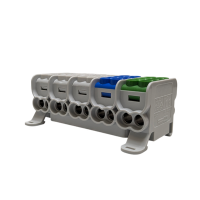 MOREK - Blok dystrybucyjny - rozdzielczy HLAK 25 5P szary, niebieski, zielony 2xAl/Cu 25mm2+16mm2 1000VAC/1500VDC - MAG5253ABG