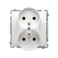 KONTAKT SIMON - GNIAZDO PODWÓJNE Z UZIEMIENIEM 2X2P+Z Z PRZESŁONAMI ZACISKI ŚRUBOWE 16A 250V IP20 BIAŁY BASIC - BMGZ2MZ.01/11