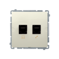 KONTAKT SIMON - Gniazdo komputerowe RJ45 kat.5e + telefoniczne RJ11 (moduł). Montaż gniazda na wkręty do puszki; beż - BMF5T.02/12