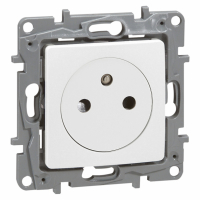 LEGRAND - GNIAZDO POJEDYNCZE Z UZIEMIENIEM 2P+Z PŁASKIE Z PRZESŁONAMI ZACISKI AUTOMATYCZNE 16A 250V BIAŁY NILOE - 664737
