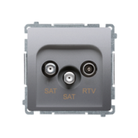 KONTAKT SIMON - Gniazdo antenowe satelitarne podwójne końcowe SAT-SAT-RTV, (moduł). 2xwejście: SAT: 5–2400 MHz, RTV: 5–862 MHz; stal inox - BMZAR+SAT3.1-P2.01/21