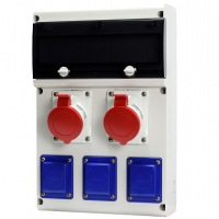 SCAME - ROZDZIELNIA BUDOWLANA GNIAZDA 2X32A/5P + 2X230V 11 MODUŁÓW IP44 - 632.3322