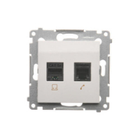 KONTAKT SIMON - Gniazdo komputerowe RJ45 kategoria 5e + telefoniczne RJ12 (moduł); biały - D5T.01/11