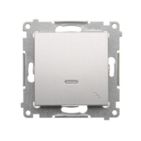 KONTAKT SIMON - ŁĄCZNIK SCHODOWY POJEDYNCZY Z PODŚWIETLENIEM LED ZACISKI AUTOMATYCZNE 10AX 250V SREBRNY MAT SIMON 54 - DW6L.01/43