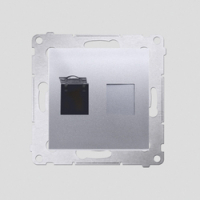 KONTAKT SIMON - GNIAZDO KOMPUTEROWE POJEDYNCZE RJ45 KAT. 6 Z PRZESŁONAMI PRZECIWKURZOWĄ SREBRNY SIMON 54 - D61.01/43