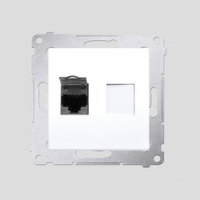 KONTAKT SIMON - GNIAZDO KOMPUTEROWE POJEDYNCZE RJ45 KAT. 6 EKRANOWANE Z PRZESŁONAMI PRZECIWKURZOWĄ BIAŁY SIMON 54 - D61E.01/11