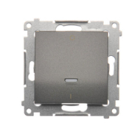 KONTAKT SIMON - Łącznik dwubiegunowy z podświetleniem LED (moduł) 10AX, 250V~, szybkozłącza; antracyt - DW2L.01/48