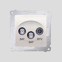 KONTAKT SIMON - Gniazdo antenowe satelitarne podwójne SAT-SAT-RTV (moduł); kremowy - DASK2.01/41
