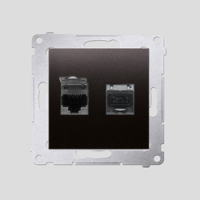 KONTAKT SIMON - Gniazdo komputerowe podwójne RJ45 kategoria 6 ekranowane z przesłoną przeciwkurzową (moduł); antracyt - D62E.01/48