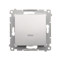 KONTAKT SIMON - ŁĄCZNIK JEDNOBIEGUNOWY POJEDYNCZY Z PODŚWIETLENIEM LED ZACISKI AUTOMATYCZNE 10AX 250V SREBRNY MAT SIMON 54 - DW1L.01/43