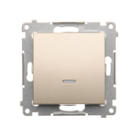 KONTAKT SIMON - Łącznik jednobiegunowy z podświetleniem LED (moduł) 10AX, 250V~, szybkozłącza; złoty mat - DW1L.01/44