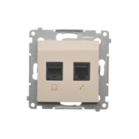 KONTAKT SIMON - Gniazdo komputerowe RJ45 kategoria 5e + telefoniczne RJ12 (moduł); kremowy - D5T.01/41