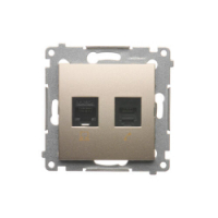 KONTAKT SIMON - Gniazdo komputerowe RJ45 kategoria 5e + telefoniczne RJ12 (moduł); złoty mat - D5T.01/44