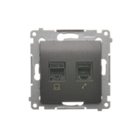 KONTAKT SIMON - Gniazdo komputerowe RJ45 kategoria 5e + telefoniczne RJ12 (moduł); antracyt - D5T.01/48