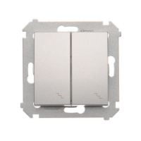 KONTAKT SIMON - Łącznik schodowy podwójny z podświetleniem (moduł) 10AX, 250V~, zaciski śrubowe; srebrny mat - DW6/2L.01/43