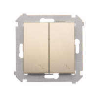 KONTAKT SIMON - Łącznik schodowy podwójny z podświetleniem (moduł) 10AX, 250V~, zaciski śrubowe; złoty mat - DW6/2L.01/44