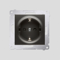 KONTAKT SIMON - Gniazdo Schuko z przesłonami (moduł) 16A, 250V~, zaciski śrubowe; antracyt - DGSz1Z.01/48