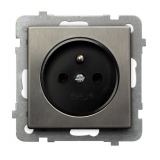 OSPEL - GNIAZDO POJEDYNCZE Z UZIEMIENIEM 2P+Z ZACISKI ŚRUBOWE 16A 250V IP20 STAL INOX SONATA - GP-1RMZ/m/37