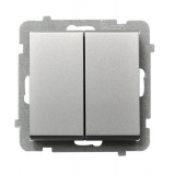 OSPEL - ŁĄCZNIK ZWIERNY PODWÓJNY ZACISKI AUTOMATYCZNE 10AX 250V IP20 SREBRNY MAT SONATA - ŁP-17R/m/38