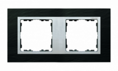 KONTAKT SIMON - Ramka 2-krotna Nature, Łupek / pierścień aluminum mat - 82927-63