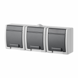 ELEKTRO-PLAST NASIELSK - GNIAZDO POTRÓJNE Z UZIEMIENIEM 3x2P+Z POZIOM NATYNKOWE IP55 SZARY 2K AQUANT - 1243-10