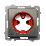 OSPEL - GNIAZDO POJEDYNCZE Z UZIEMIENIEM DATA Z KLUCZEM STAL INOX SONATA - GP-1RMZK/m/37