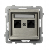 OSPEL - GNIAZDO KOMP PODWÓJNE KAT. 5E STAL INOX SONATA - GPK-2RM/K/m/37