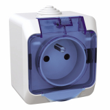 SCHNEIDER ELECTRIC - GNIAZDO Z KLAPKĄ BIAŁE/NIEBIESKIE CEDAR PLUS - WDE000542