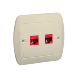 KONTAKT SIMON - Gniazdo komputerowe RJ45 podwójne, kategoria 5e. Montaż do puszki na wkręty; beż - AF52/12