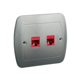 KONTAKT SIMON - Gniazdo komputerowe RJ45 podwójne, kategoria 5e. Montaż do puszki na wkręty; aluminiowy - AF52/26