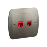 KONTAKT SIMON - Gniazdo komputerowe RJ45 podwójne, kategoria 5e. Montaż do puszki na wkręty; satynowy - AF52/29