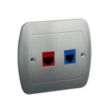 KONTAKT SIMON - Gniazdo telefoniczne RJ12 + komputerowe RJ45, kategoria 5 dla RJ45. Montaż do puszki na wkręty; aluminiowy - A5T/26