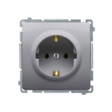 KONTAKT SIMON - Gniazdo wtyczkowe z uziemieniem Schuko (moduł) z przesłonami torów prądowych,16A, 250V~, zaciski śrubowe; stal inox - BMGSZ1Z.01/21