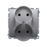 KONTAKT SIMON - Gniazdo wtyczkowe podwójne bez uziemienia (moduł) z przesłonami torów prądowych, ?16A, 250V~, zaciski śrubowe; stal inox - BMG2MZ.01/21