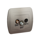 KONTAKT SIMON - Gniazdo antenowe SAT-SAT-RTV końcowe; satynowy - AZAR+SAT3.1-P2/29