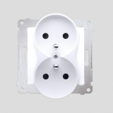 KONTAKT SIMON - Gniazdo wtyczkowe z uziemieniem z przesłonami podwójne do ramek NATURE (moduł) 16A, 250V~, zaciski śrubowe; biały - DGZ2MZN.01/11