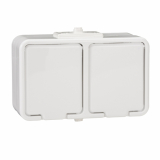 SCHNEIDER ELECTRIC - GNIAZDO PODWÓJNE Z UZIEMIENIEM 2X2P+Z HERMETYCZNE NATYNKOWE IP44 ZACISKI ŚRUBOWE 16A 250V BIAŁY CEDAR - NT230H01