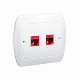 KONTAKT SIMON - Gniazdo komputerowe RJ45 podwójne, kategoria 5e. Montaż do puszki na wkręty; biały - AF52/11