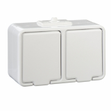 SCHNEIDER ELECTRIC - GNIAZDO PODWÓJNE 'SCHUKO' Z PRZESŁONAMI N/T IP44 BIAŁY CEDAR - GWN240PC01