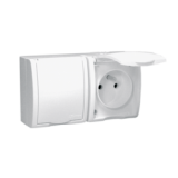 KONTAKT SIMON - GNIAZDO PODWÓJNE Z UZIEMIENIEM 2X2P+Z Z KLAPKĄ PEŁNĄ ZACISKI ŚRUBOWE 16A 250V IP54 BIAŁY AQUARIUS - AQGZ1-2/11
