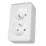 SCHNEIDER ELECTRIC - GNIAZDO PODWÓJNE Z UZIEMIENIEM NATYNKOWE IP20 ZACISKI ŚRUBOWE BIAŁY PRIMA  - WDE001043
