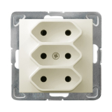 OSPEL - GNIAZDO POTRÓJNE BEZ UZIEMIENIA 3X2P EURO ZACISKI ŚRUBOWE 16A 250V IP20 ECRU IMPRESJA - GP-3Y/m/27