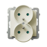 OSPEL - GNIAZDO PODWÓJNE Z UZIEMIENIEM Z PRZESŁONAMI TORÓW PRĄDOWYCH MODUL ECRU SONATA - GP-2RRZP/m/27