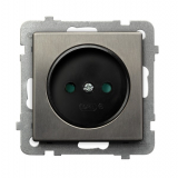 OSPEL - GNIAZDO POJEDYNCZE BEZ UZIEMIENIA 2P Z PRZESŁONAMI ZACISKI ŚRUBOWE 16A 250V IP20 STAL INOX SONATA - GP-1RMP/m/37